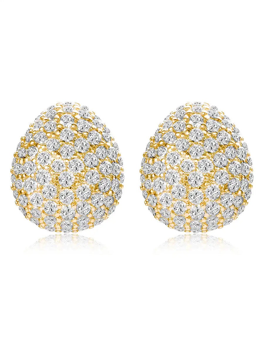 Dazzling Gold-Plated CZ Teardrop Stud Earrings