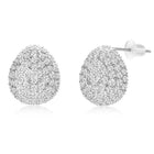 Dazzling Silver-Plated CZ Teardrop Stud Earrings