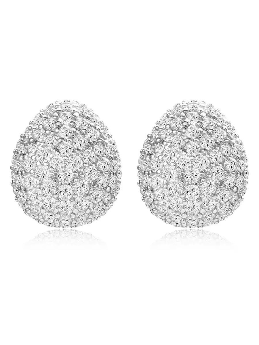 Dazzling Silver-Plated CZ Teardrop Stud Earrings