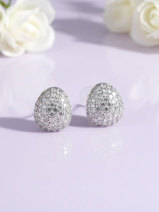 Dazzling Silver-Plated CZ Teardrop Stud Earrings