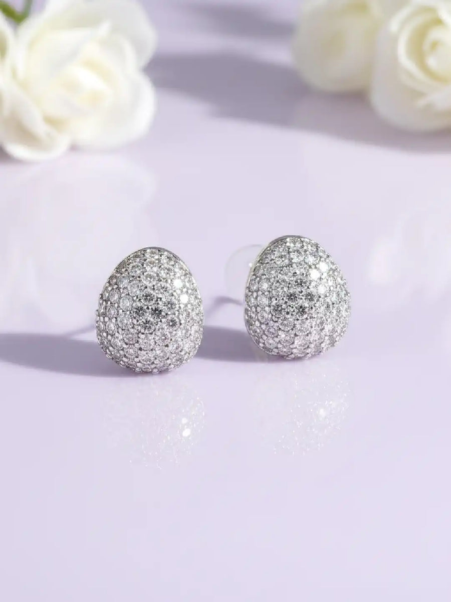 Dazzling Silver-Plated CZ Teardrop Stud Earrings