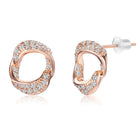 Chic Rose Gold CZ Twisted Circle Studs