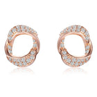 Chic Rose Gold CZ Twisted Circle Studs