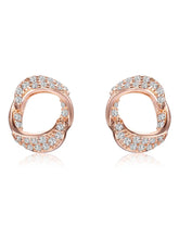 Chic Rose Gold CZ Twisted Circle Studs