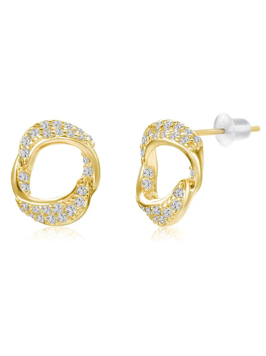 Chic Gold-Plated CZ Twisted Circle Studs