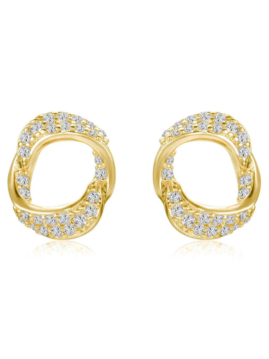 Chic Gold-Plated CZ Twisted Circle Studs