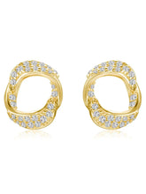 Chic Gold-Plated CZ Twisted Circle Studs