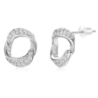 Chic Silver-Plated CZ Twisted Circle Studs