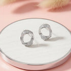 Chic Silver-Plated CZ Twisted Circle Studs