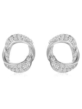 Chic Silver-Plated CZ Twisted Circle Studs