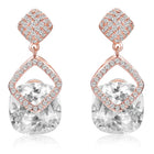 Stylish Rose Gold CZ Crystal Square Earrings