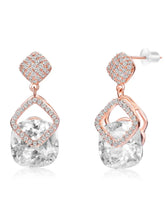 Stylish Rose Gold CZ Crystal Square Earrings