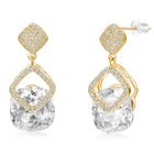 Stylish Gold-Plated CZ Crystal Square Earrings