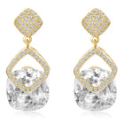 Stylish Gold-Plated CZ Crystal Square Earrings