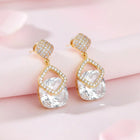 Stylish Gold-Plated CZ Crystal Square Earrings