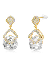 Stylish Gold-Plated CZ Crystal Square Earrings