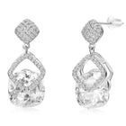 Stylish Silver CZ Crystal Square Earrings