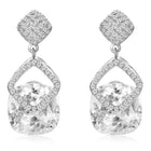 Stylish Silver CZ Crystal Square Earrings