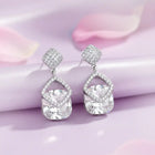 Stylish Silver CZ Crystal Square Earrings