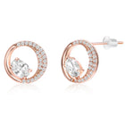 Graceful Rose Gold CZ Crescent Circle Studs