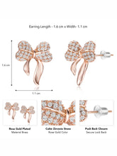 Chic Rose Gold CZ Bow Stud Earrings