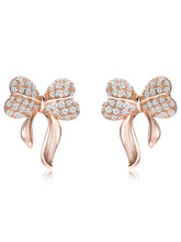 Chic Rose Gold CZ Bow Stud Earrings