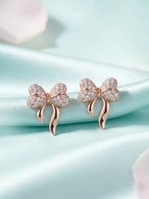 Chic Rose Gold CZ Bow Stud Earrings