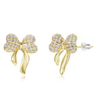 Chic Gold-Plated CZ Bow Stud Earrings