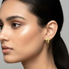Chic Gold-Plated CZ Bow Stud Earrings