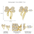 Chic Gold-Plated CZ Bow Stud Earrings