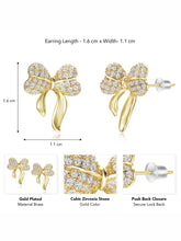 Chic Gold-Plated CZ Bow Stud Earrings