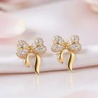 Chic Gold-Plated CZ Bow Stud Earrings