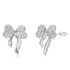 Chic Silver-Plated CZ Bow Stud Earrings