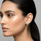 Chic Silver-Plated CZ Bow Stud Earrings