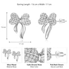 Chic Silver-Plated CZ Bow Stud Earrings
