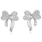 Chic Silver-Plated CZ Bow Stud Earrings