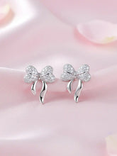 Chic Silver-Plated CZ Bow Stud Earrings