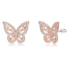 Glam Rose Gold CZ Butterfly Stud Earrings
