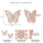 Glam Rose Gold CZ Butterfly Stud Earrings