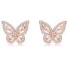 Glam Rose Gold CZ Butterfly Stud Earrings