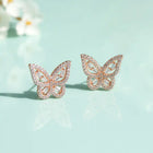 Glam Rose Gold CZ Butterfly Stud Earrings