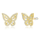 Glam Gold-Plated CZ Butterfly Stud Earrings