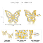 Glam Gold-Plated CZ Butterfly Stud Earrings
