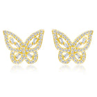 Glam Gold-Plated CZ Butterfly Stud Earrings