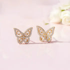 Glam Gold-Plated CZ Butterfly Stud Earrings