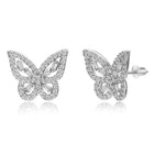 Glam Silver-Plated CZ Butterfly Stud Earrings