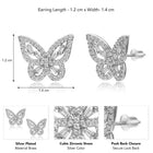 Glam Silver-Plated CZ Butterfly Stud Earrings