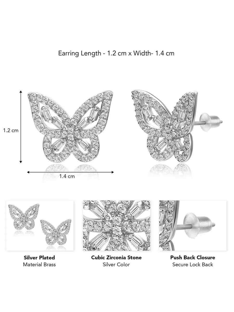 Butterfly Crystal Silver Pendant Combo Gift Set