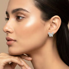 Glam Silver-Plated CZ Butterfly Stud Earrings