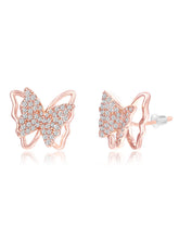 Radiant Rose Gold CZ Butterfly Stud Earrings